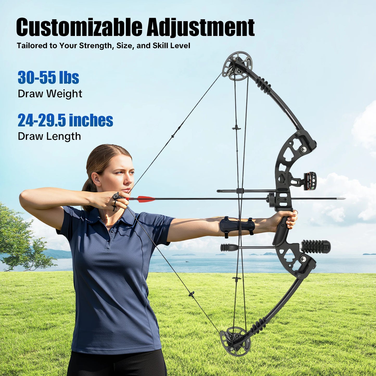 Compound Bow Hunting Kit With 12 Arrows 3 Pin Sight