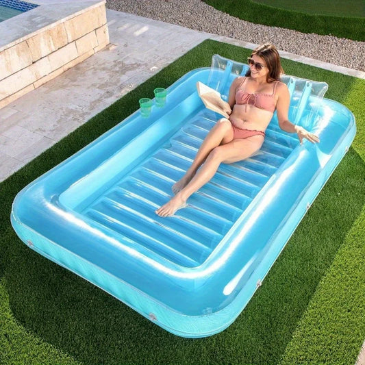 Joyfy Inflatable Tanning Pool Lounger Float With Pillow