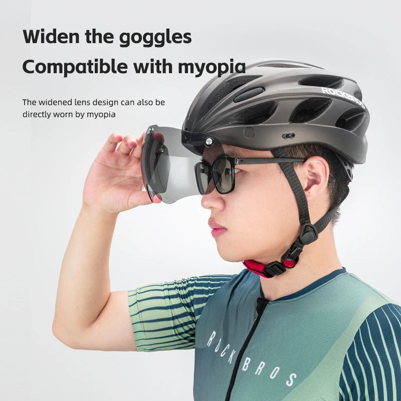 ROCKBROS Lightweight Integrated Cycling Helmet With Goggles For MTB Road