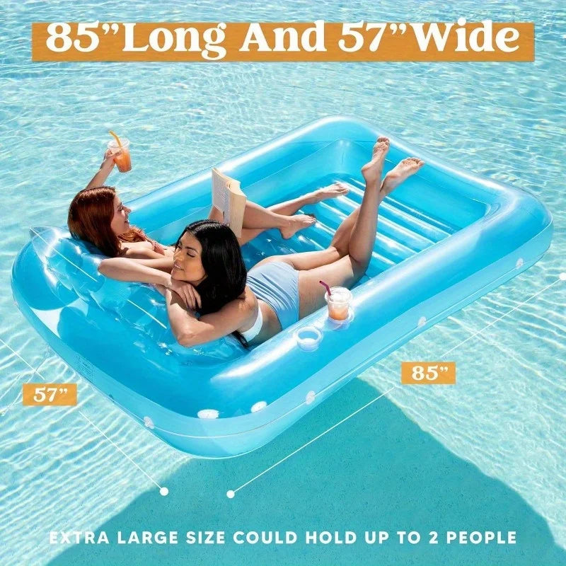 Joyfy Inflatable Tanning Pool Lounger Float With Pillow