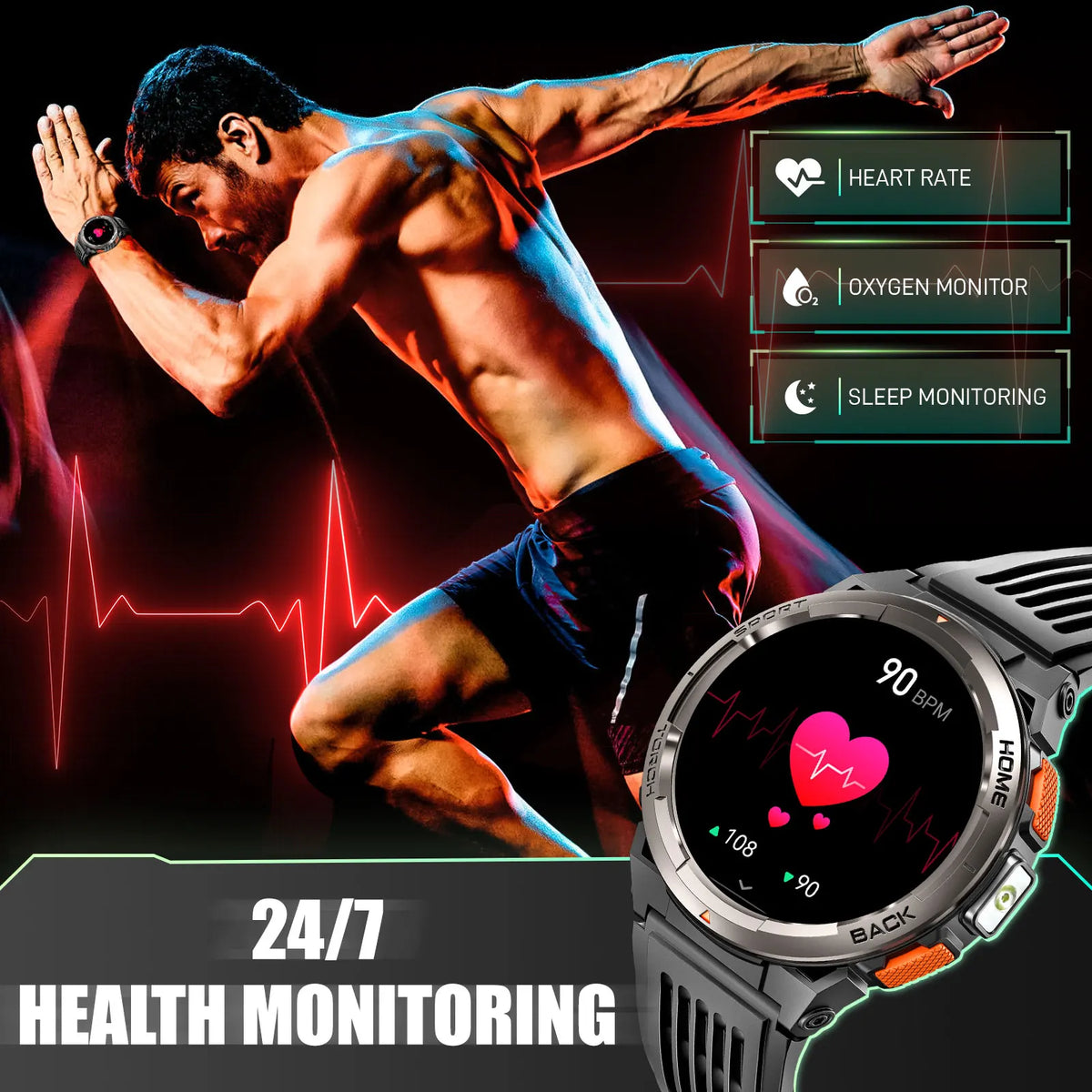 EIGIIS KE5 Smart Watch With Compass Barometer And LED Flashlight