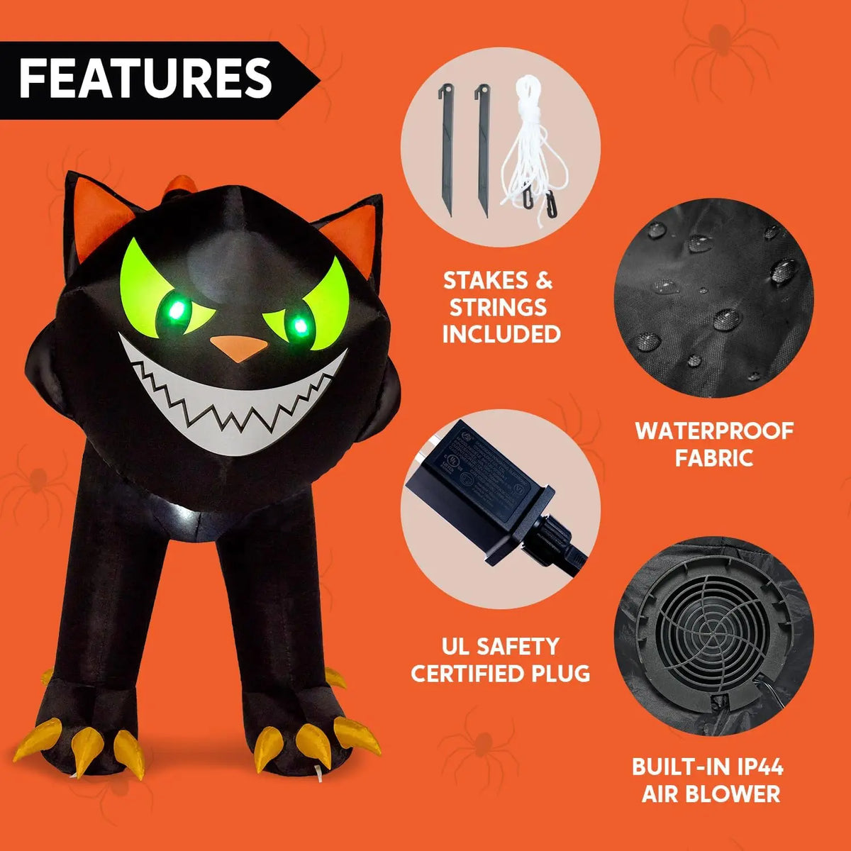 Joyfy Halloween Cat Inflatable With Moving Head LEDs