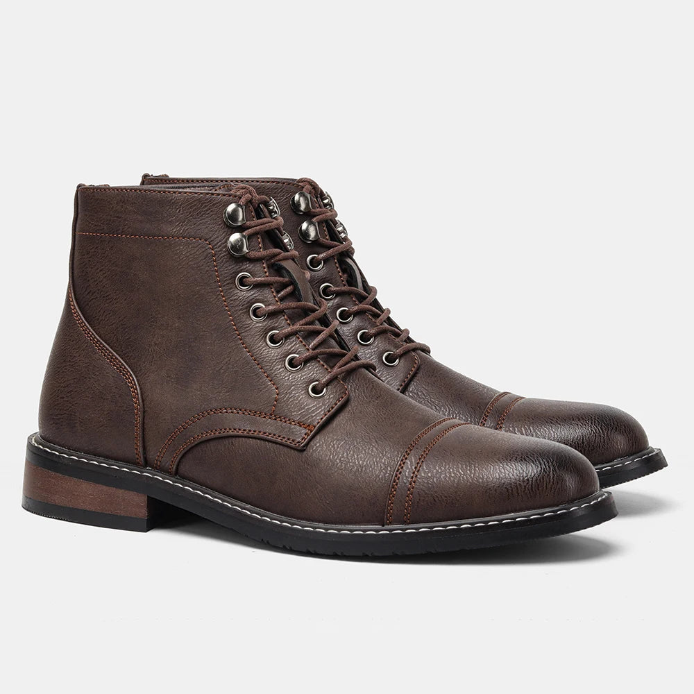 Hecrafted Men Ankle Boots With Zip And Metal Decoration