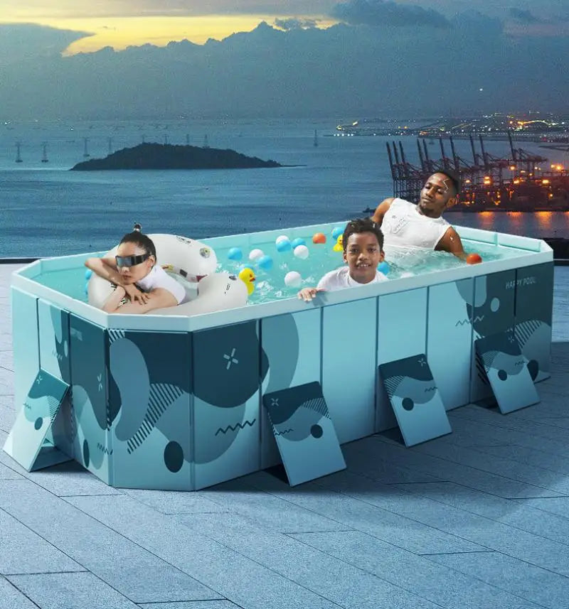 Foldable No Inflatable Family Pool PVC Portable Outdoor Backyard