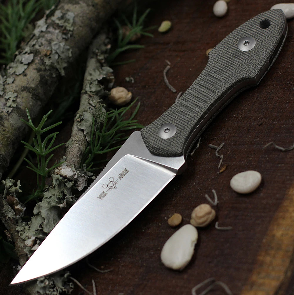 GMF3 Fixed Blade Knife Satin Drop Point With Leather Sheath