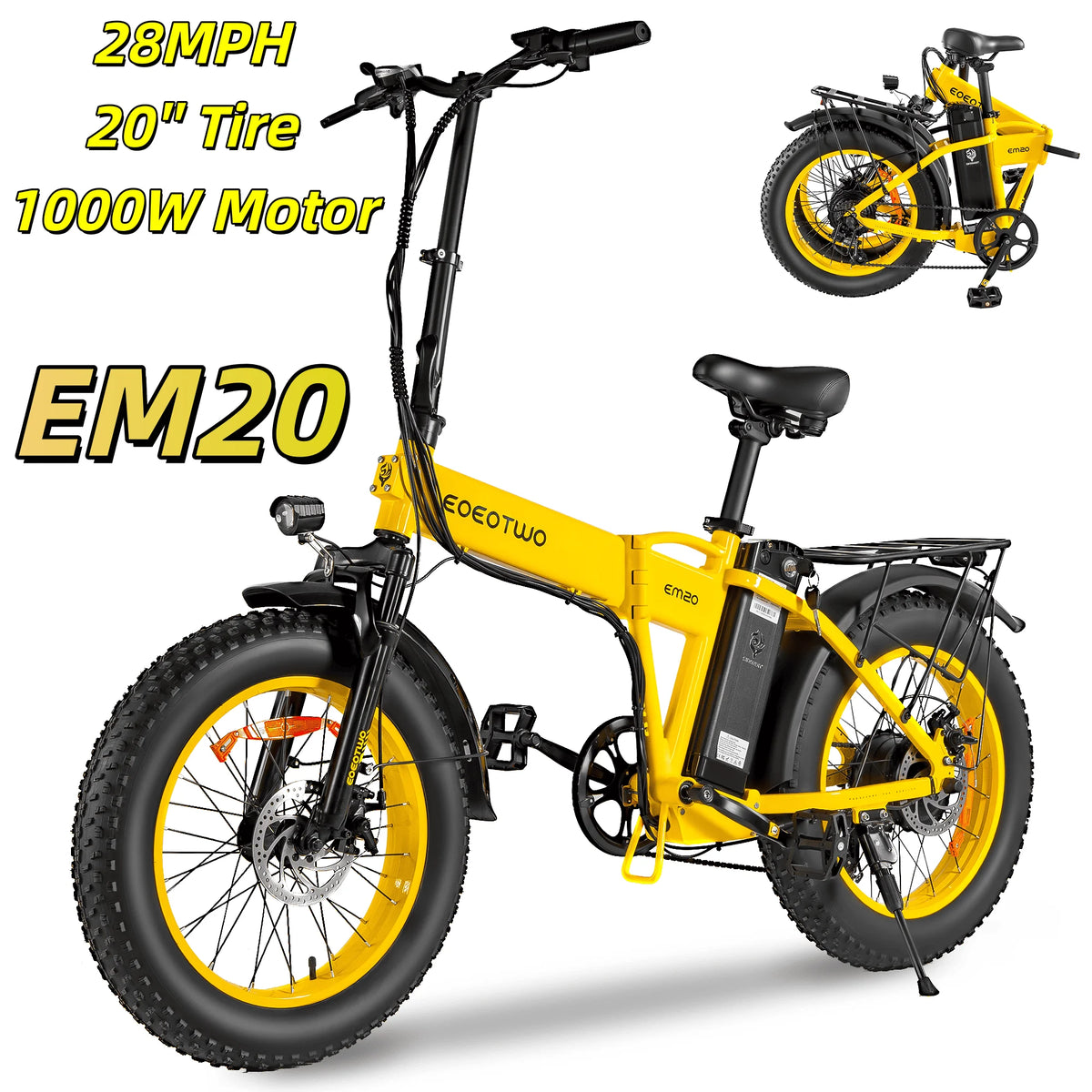 EOEOTWO Fat Tire Electric Bike 1000W Motor 34 MPH Range