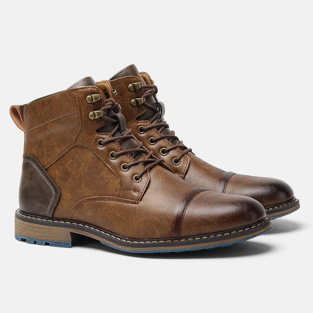 Hecrafted Men Ankle Boots With Zip And Metal Decoration