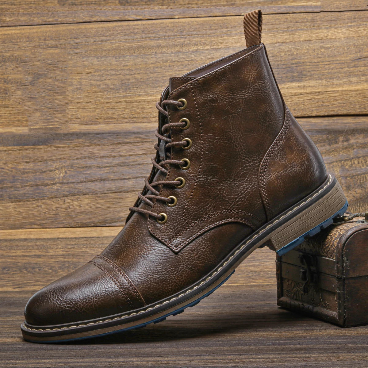 Hecrafted Men Ankle Boots With Zip And Metal Decoration
