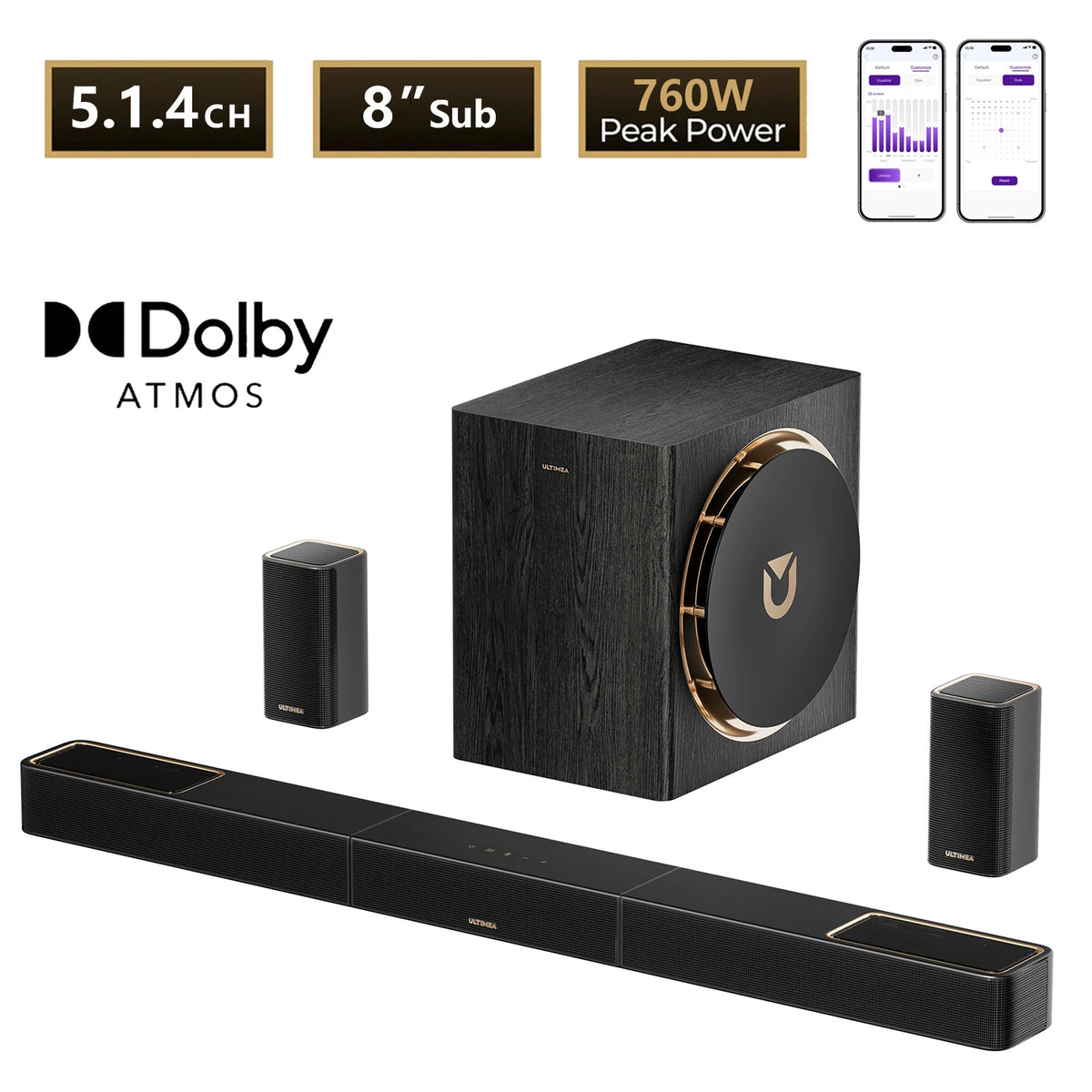 Ultimea 714 Channel Soundbar With Dolby Atmos And Wireless Speakers