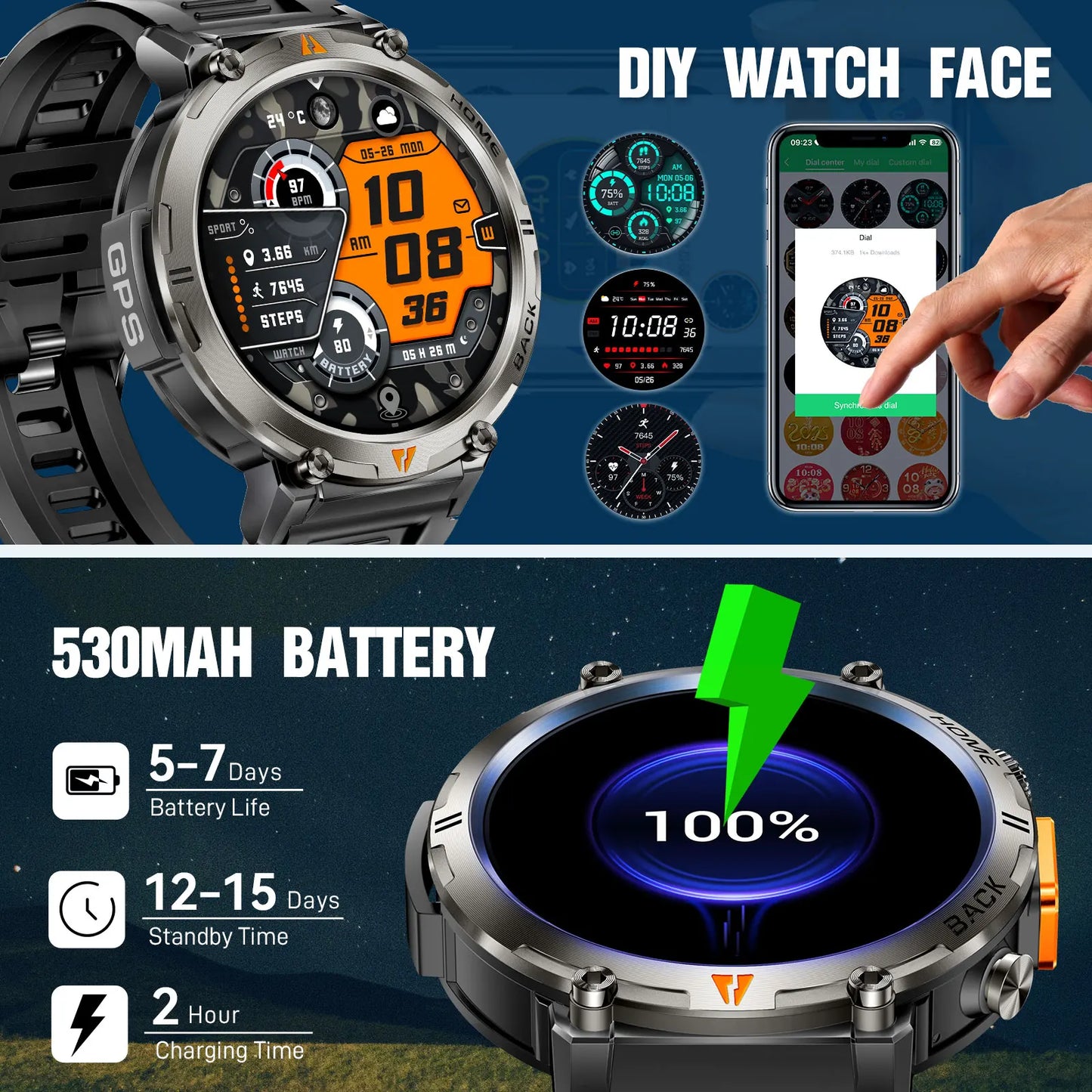 EIGIIS KE3 Smartwatch For Men Bluetooth Call Full Touch Screen Health Monitor