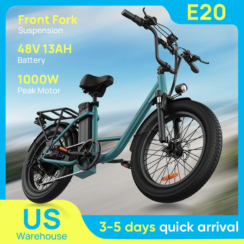 URLIFE E20 1000W Electric Bike Featuring 48V Removable Battery Pack