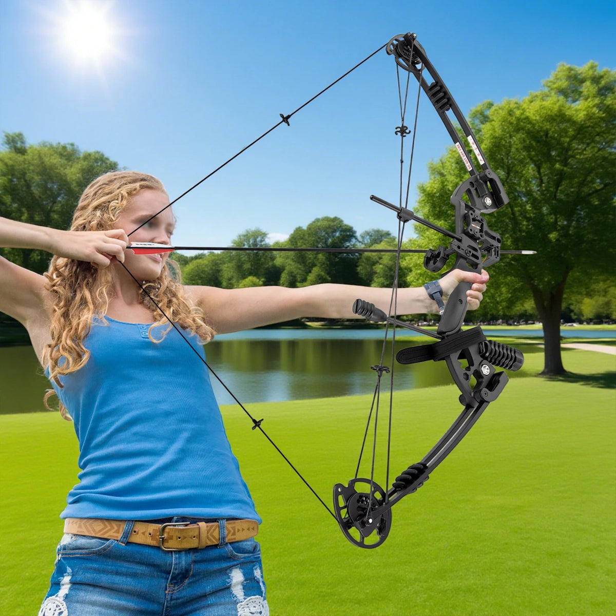 Right Handed Compound Bow Archery Hunting Set With 12 Arrows