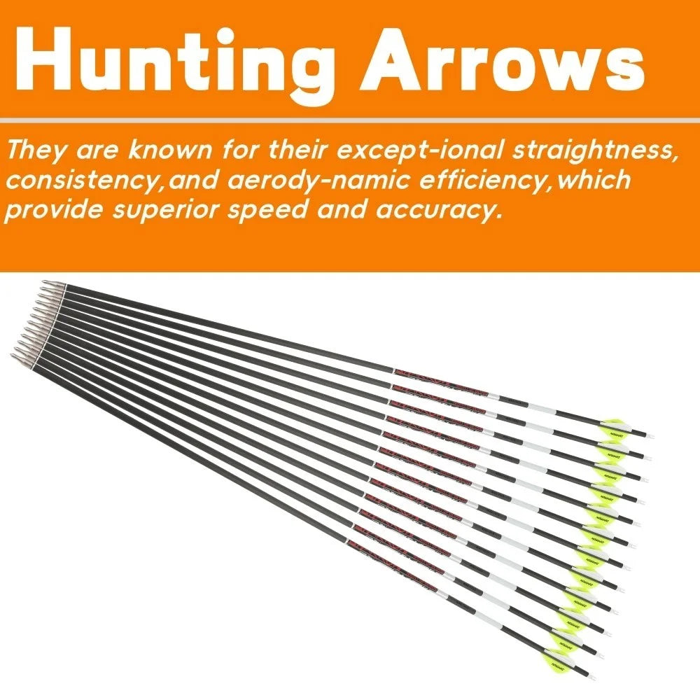 Pure Carbon Archery Arrows High Precision For Hunting Sports