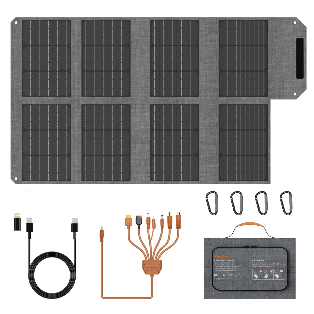 MHPOWOS Foldable Solar Panel Charger With QC3.0 USB Output