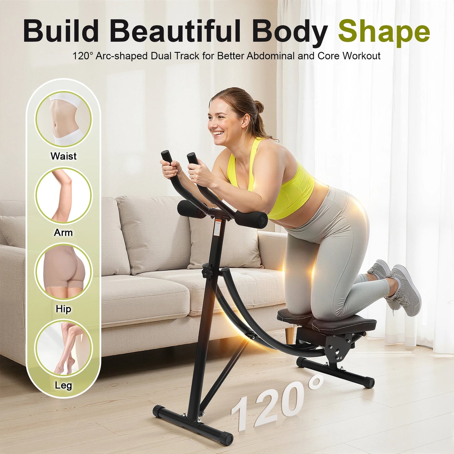 Ab Machine Led Display And 3 Level Adjustable Foldable Gym