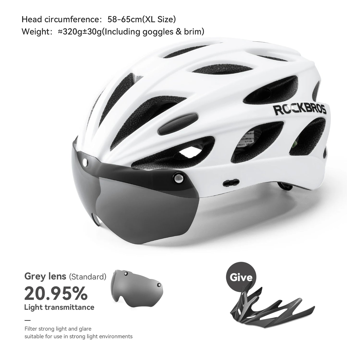 ROCKBROS Lightweight Integrated Cycling Helmet With Goggles For MTB Road