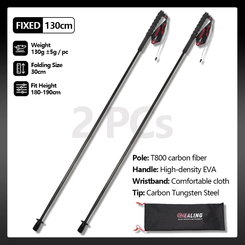 OKHEALING Anti Shock Carbon Fiber Trekking Poles For Hiking
