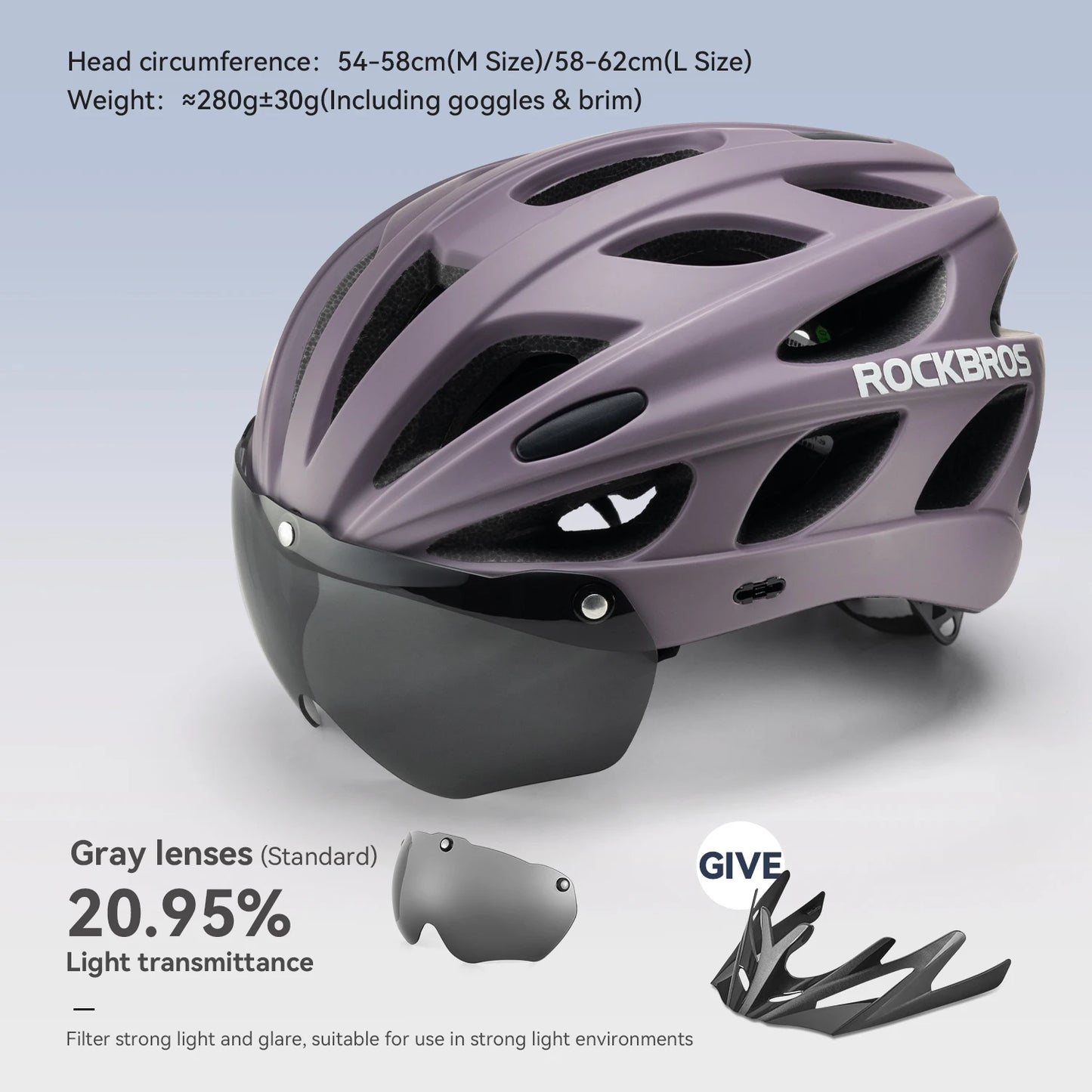 ROCKBROS Lightweight Integrated Cycling Helmet With Goggles For MTB Road