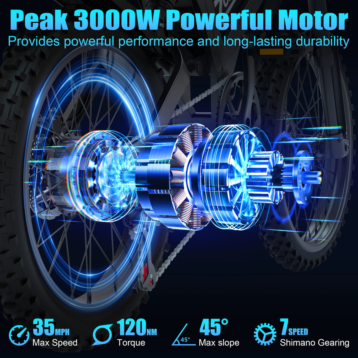 ZorixBike 3000W Electric Bike 48V Battery Off Road Design