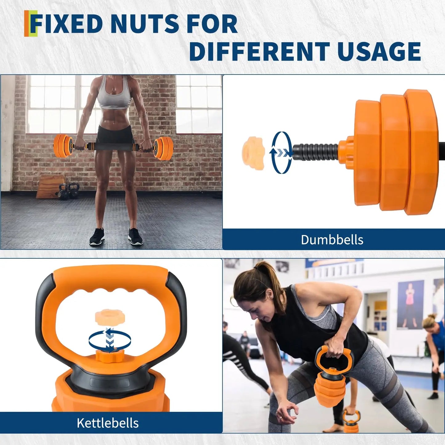 Adjustable Dumbbells 4 In 1 Home Gym Set Barbell Kettlebells