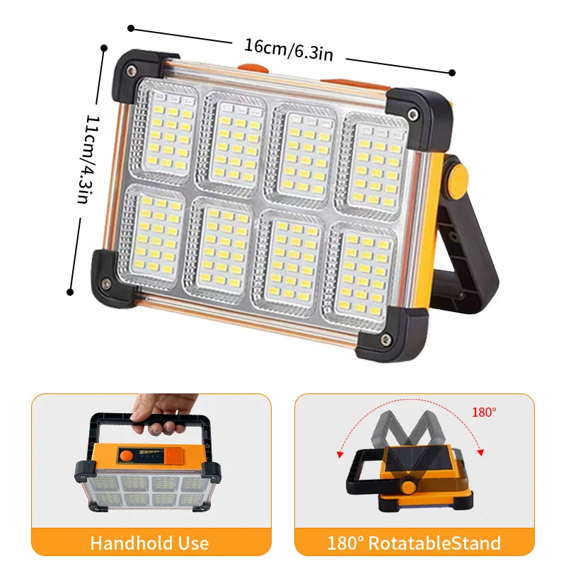 Morglad Solar Rechargeable Led Work Light Portable Outdoor Camping Floodlight