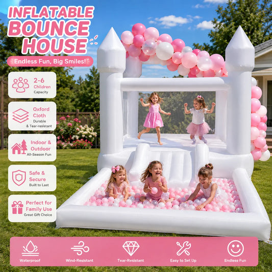 Inflatable Bounce House With Slide And Ball Pit For Kids