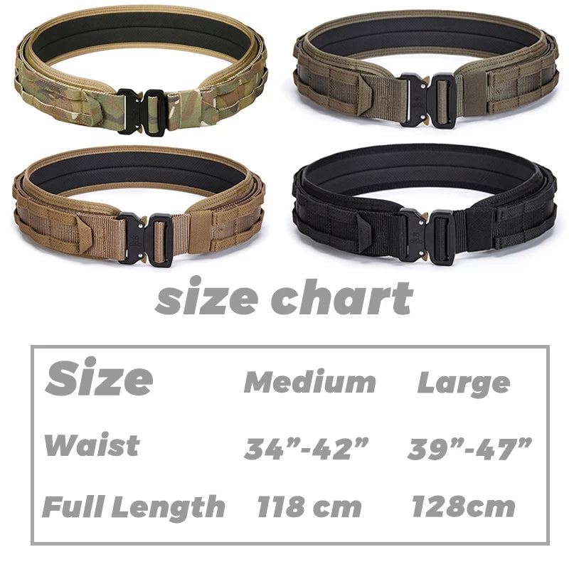Three Layer Tactical Belt With Quick Release Molle System For Men