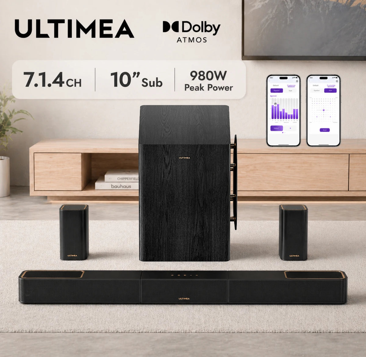 Ultimea 714 Channel Soundbar With Dolby Atmos And Wireless Speakers
