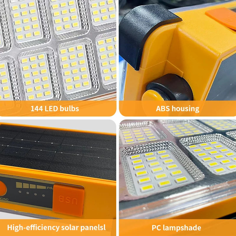 Morglad Solar Rechargeable Led Work Light Portable Outdoor Camping Floodlight