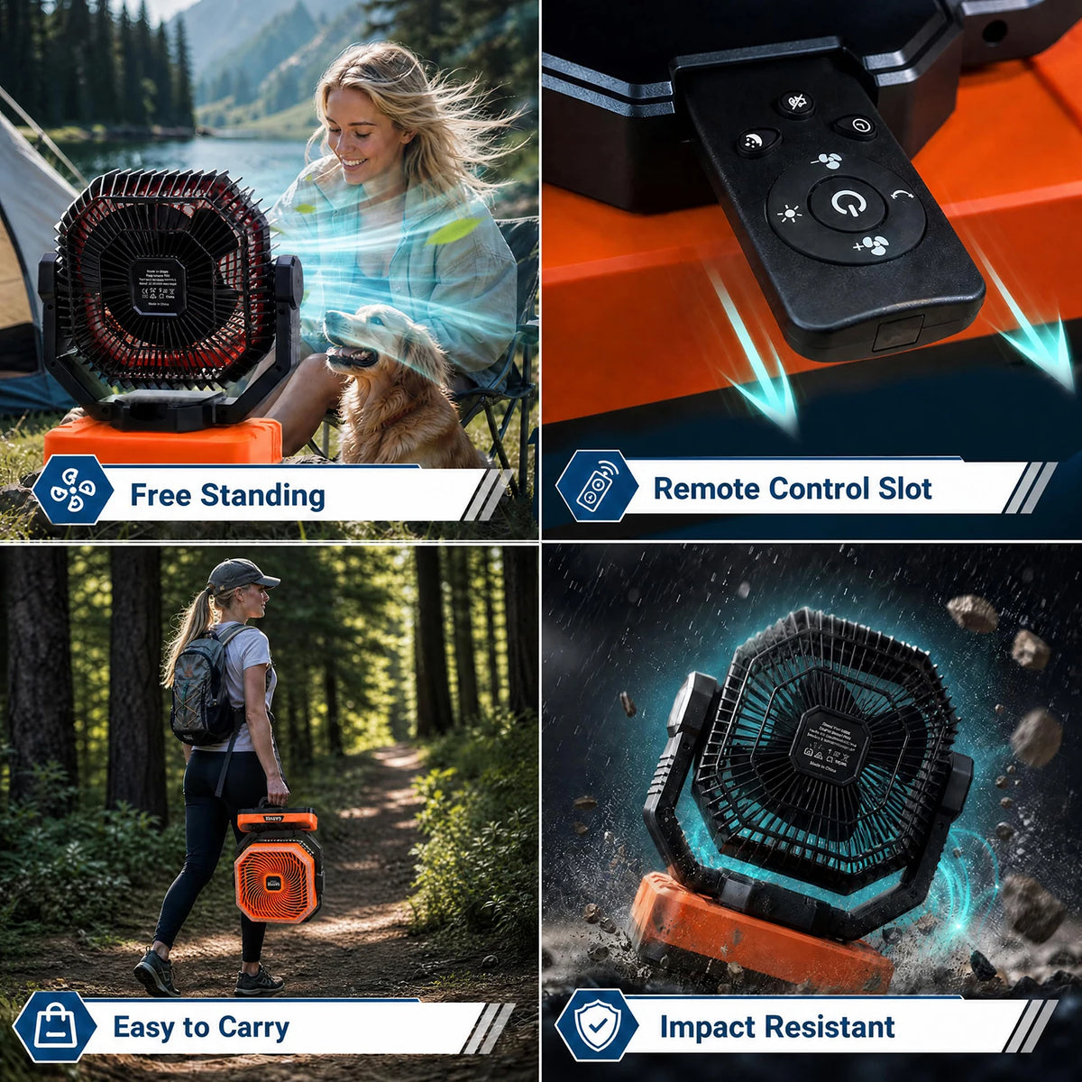 HiMISS Portable Camping Fan 40000mAh Battery Remote Timer Light