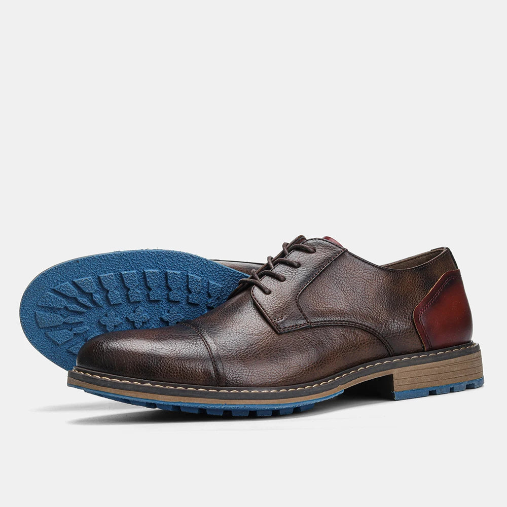 Hecrafted Men's Cap Toe Oxford Leather Shoes
