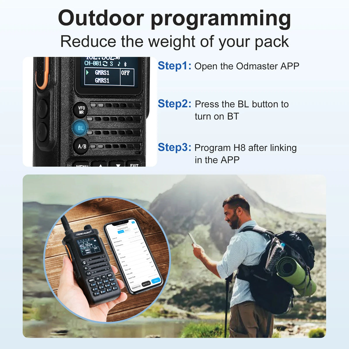 TIDRADIO TD-H8 10W Long Range Two Way Radio Emergency Walkie Talkie
