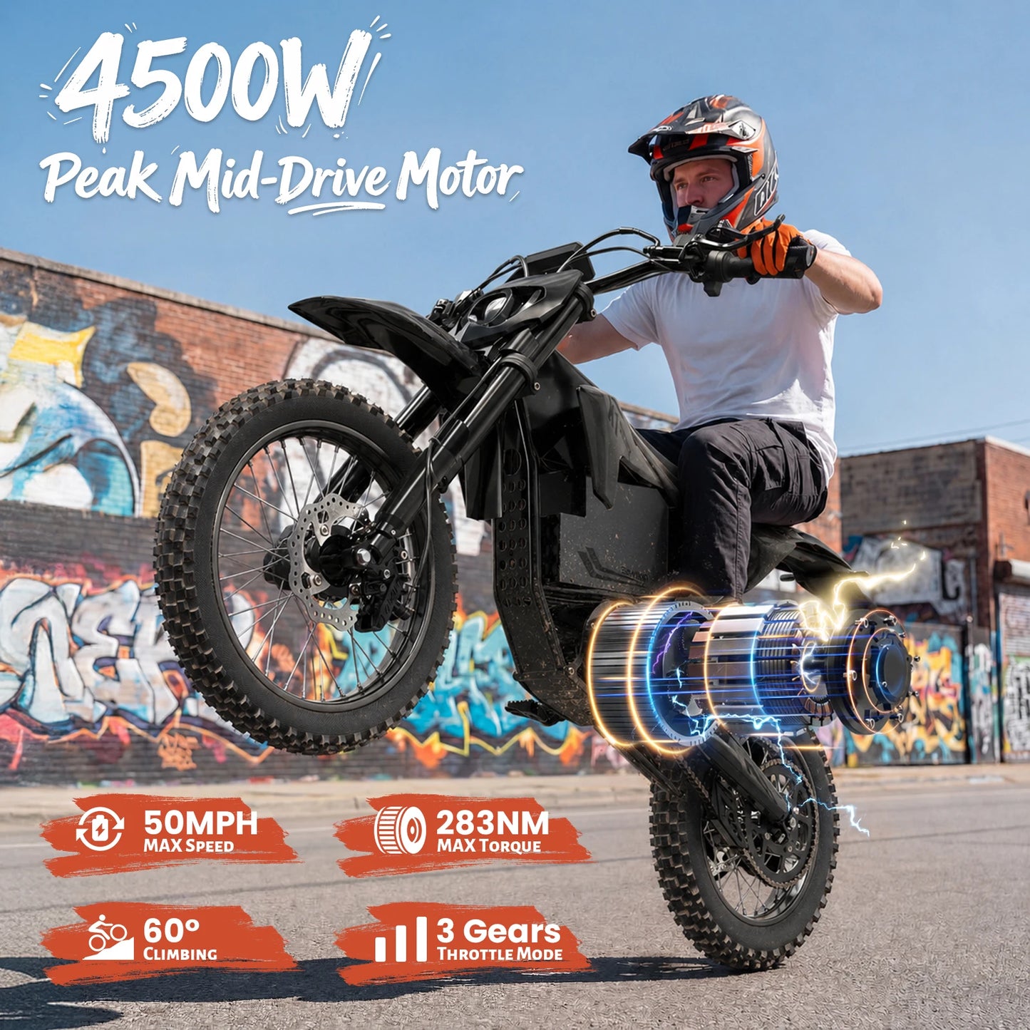 QRONGE X1 Spark L Electric Dirt Bike 4500W Peak 50MPH