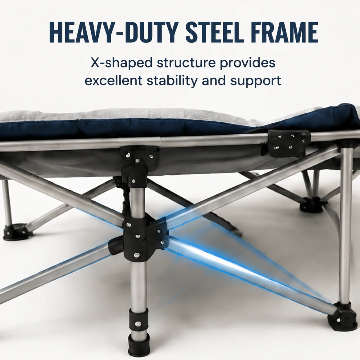 Foldable Cot Bed With Thick Mattress For Indoor Outdoor Use