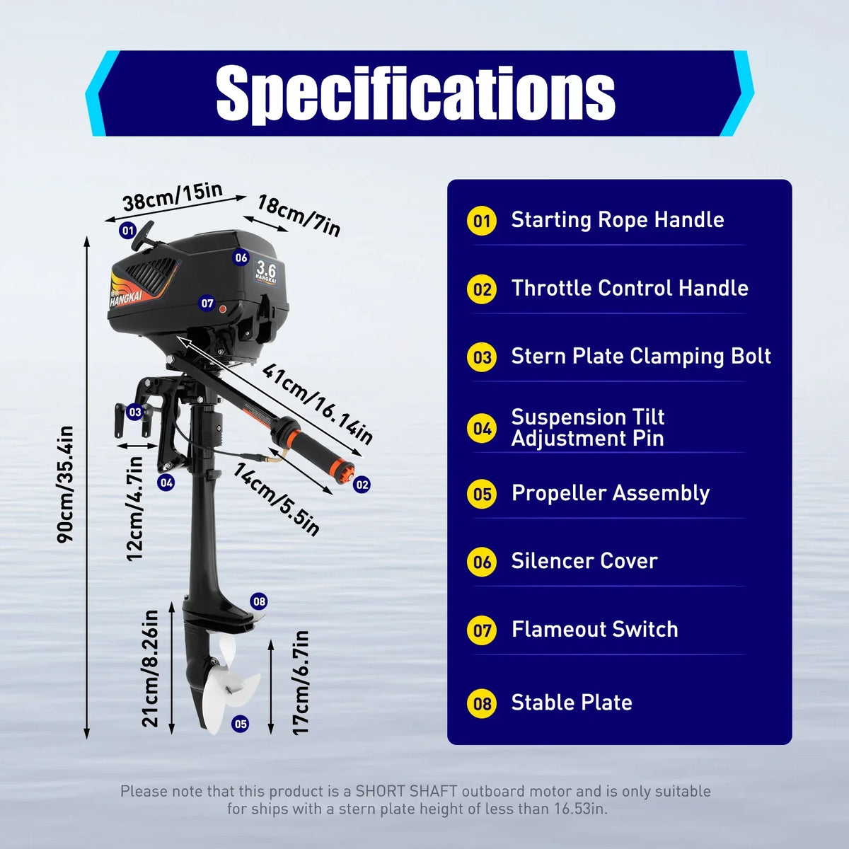 Portable 3.5HP Gasoline Outboard Motor With Adjustable Tilt