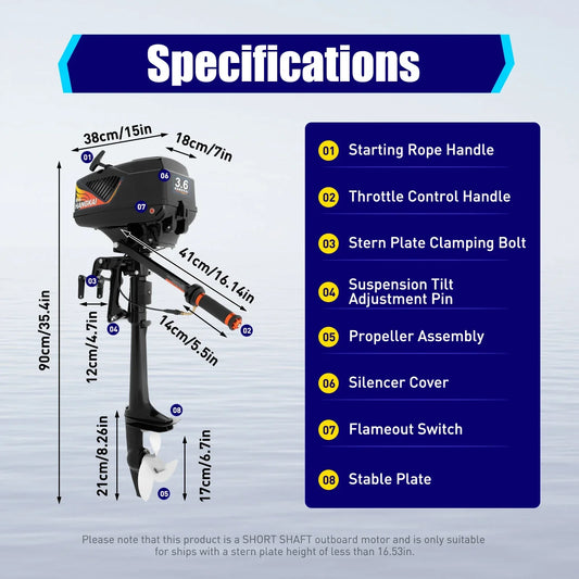 Portable 3.5HP Gasoline Outboard Motor With Adjustable Tilt