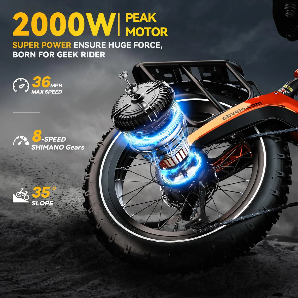 Cybervelo 2000W Peak Motor Foldable Electric Bicycle
