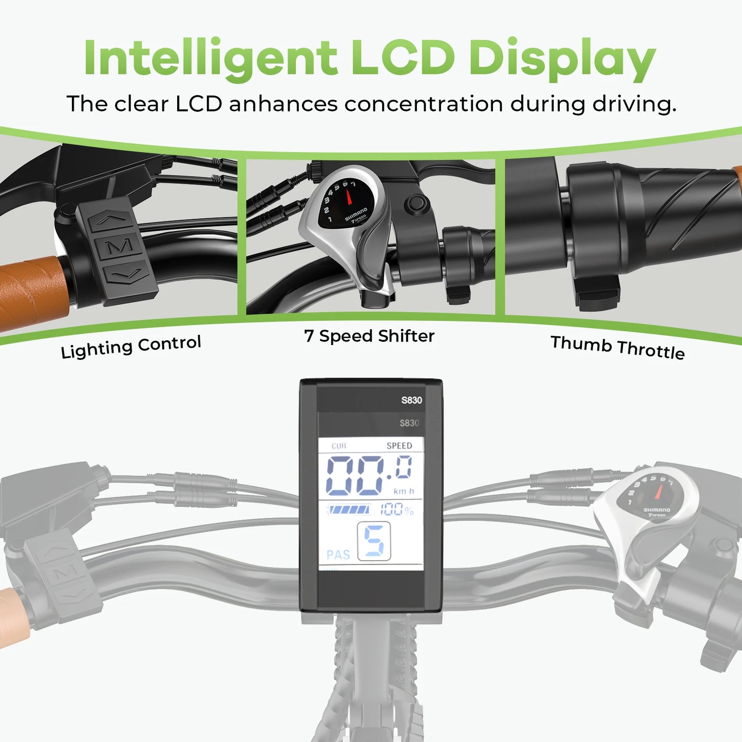CYBERVELO 1000W Peak Electric Bike With Removable Battery And 7 Speed