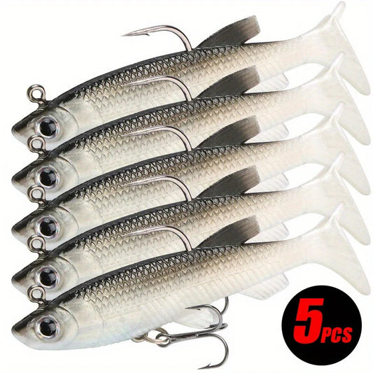 5Pcs Realistic Soft Bait Kit With Sharp Hooks For Fishing