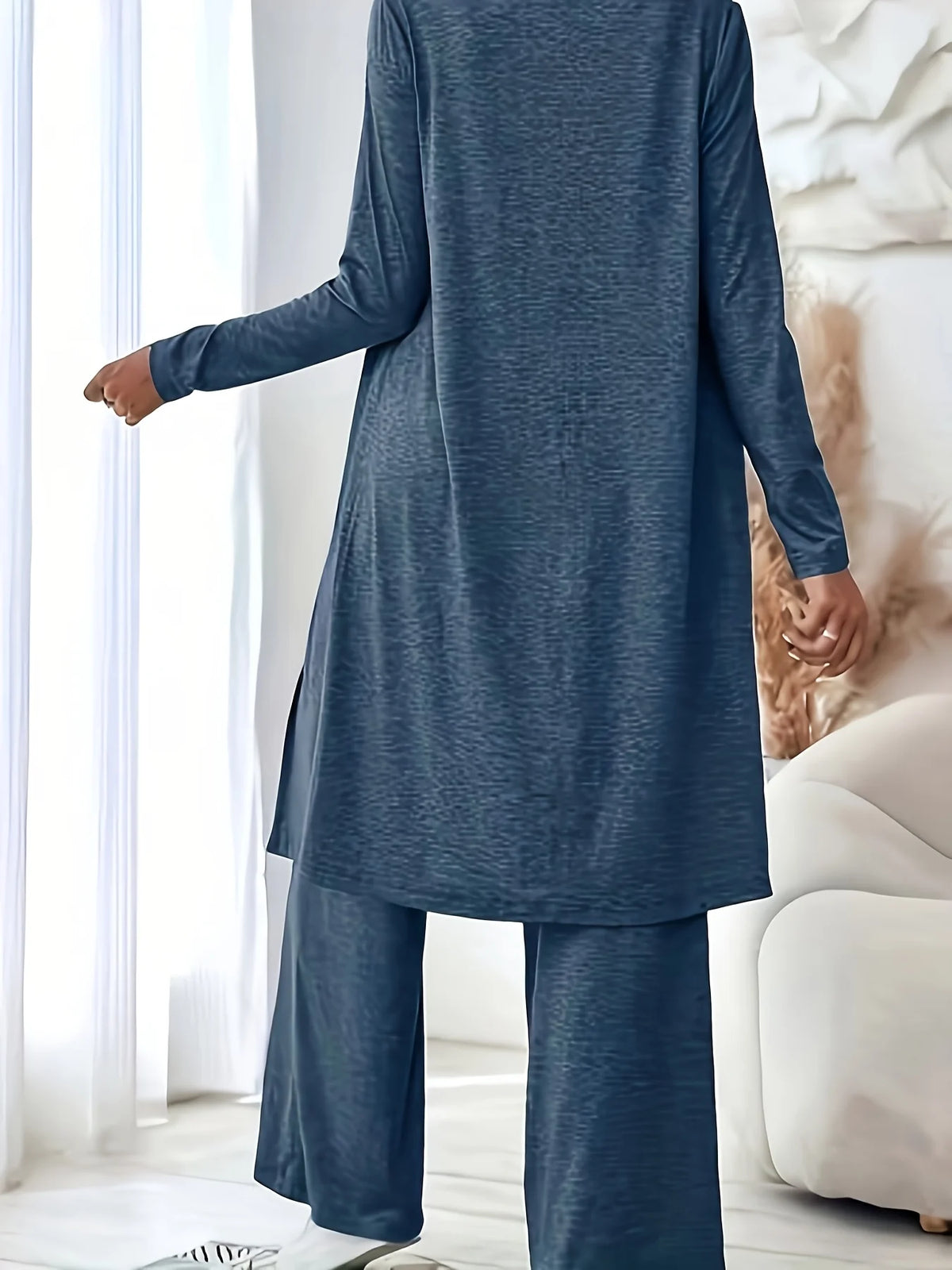 Women Knit Three Piece Lounge Set Cardigan Tank Wide Pants