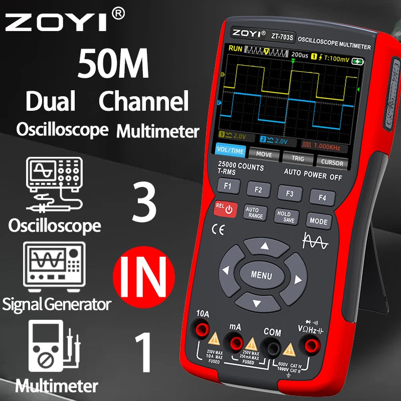 ZOYI ZT-703S Dual Channel Oscilloscope Multimeter Signal Generator