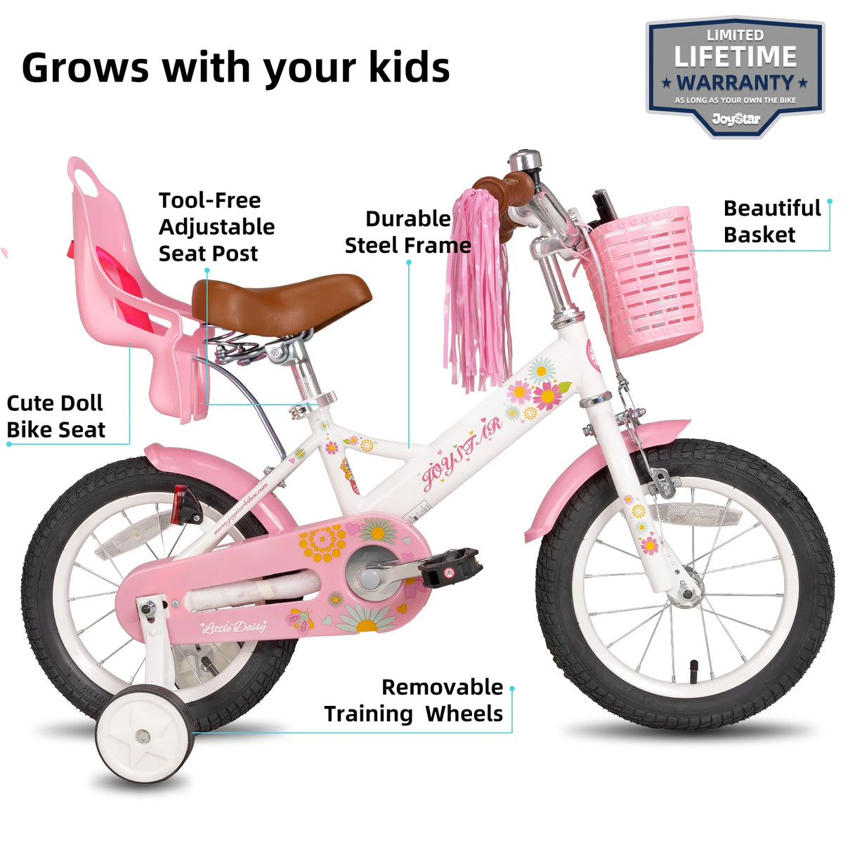 Joystar Little Daisy Kids Girls Bike With Seat