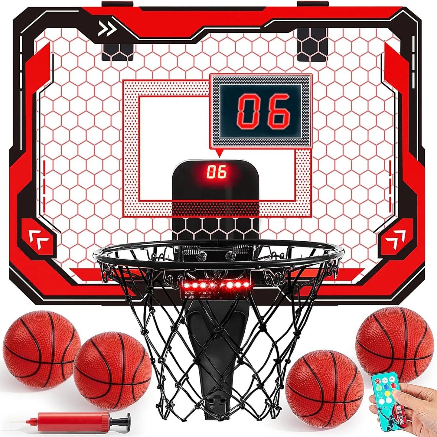 Joyfy Mini Indoor Basketball Hoop Light Up Over The Door With Scoreboard