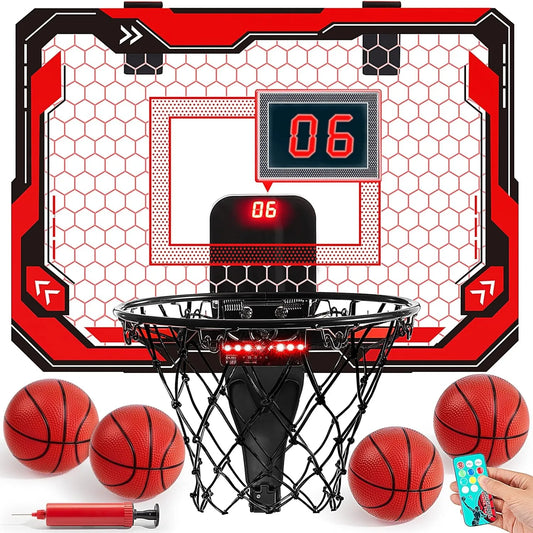 Joyfy Mini Indoor Basketball Hoop Light Up Over The Door With Scoreboard