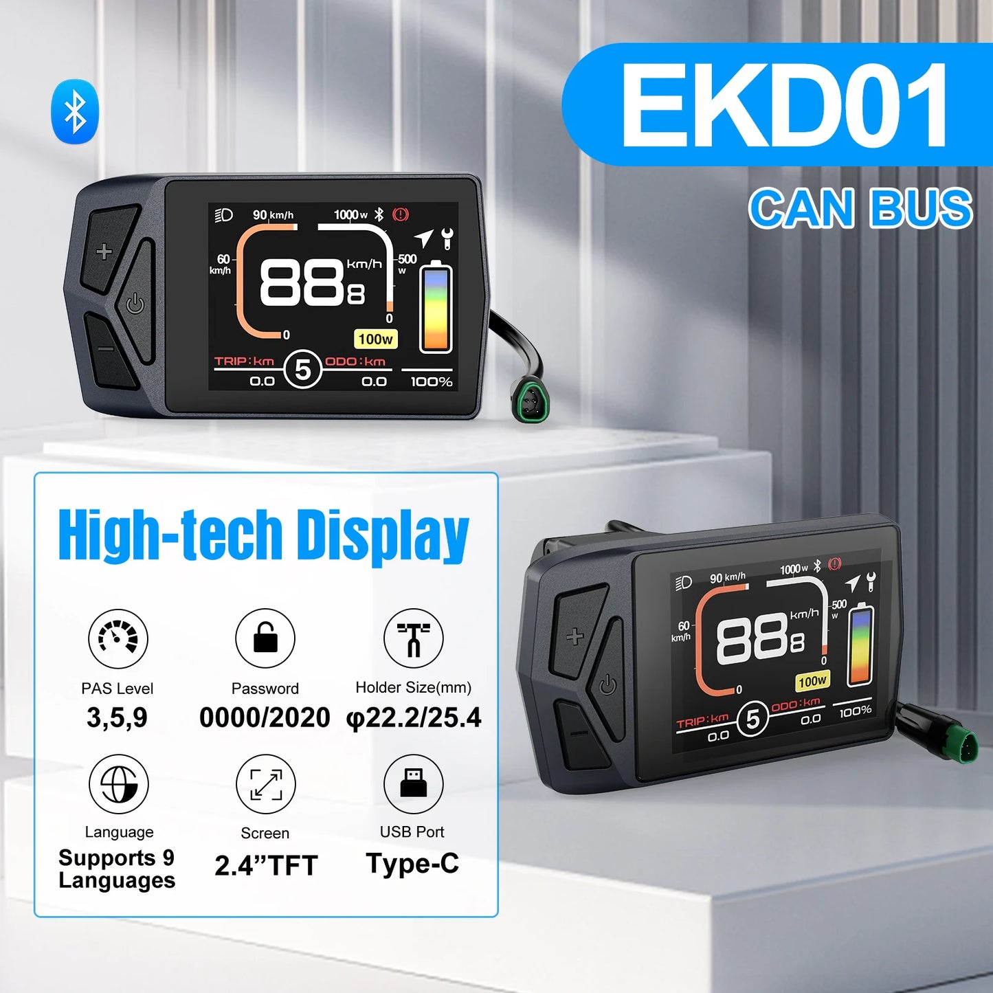 Varstrom EKD01 Electric Bike Display CAN UART Bluetooth Navigation