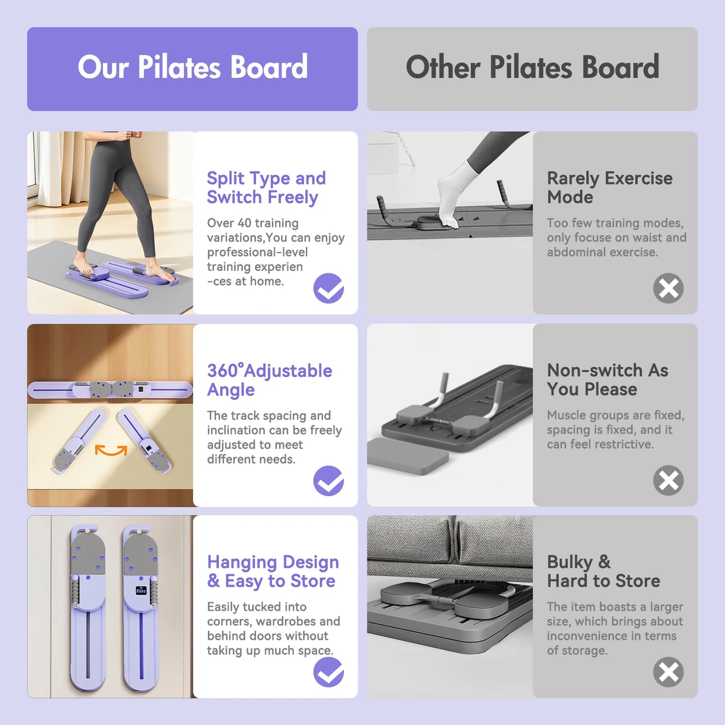 2-In-1 Ab Pilates Board Portable Ski Board For Full-Body Fitness