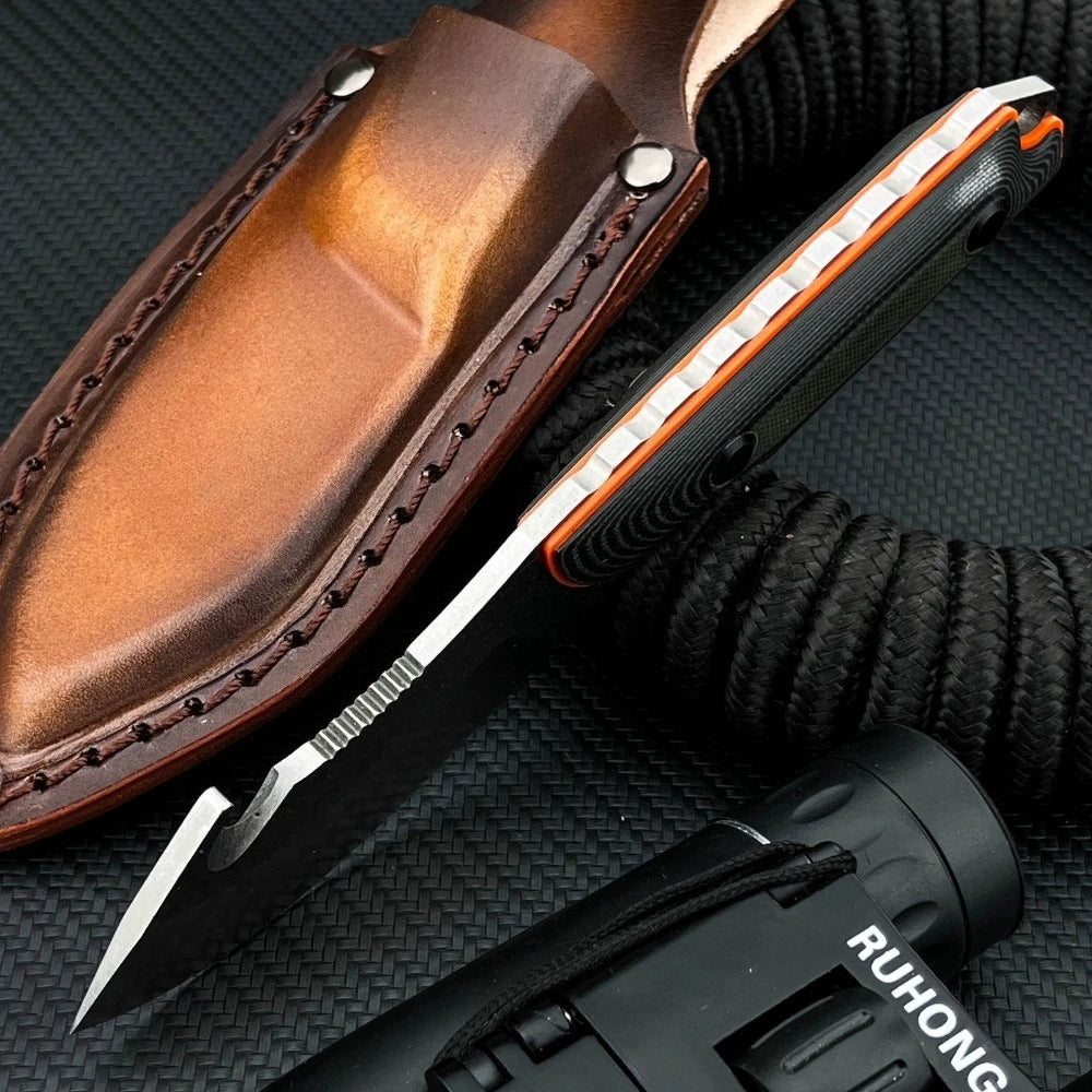 DIY 8Cr13MoV Fixed Blade Knife G10 Handle Outdoor Tactical Survival