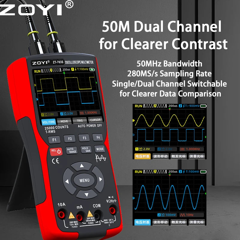 ZOYI ZT-703S Dual Channel Oscilloscope Multimeter Signal Generator