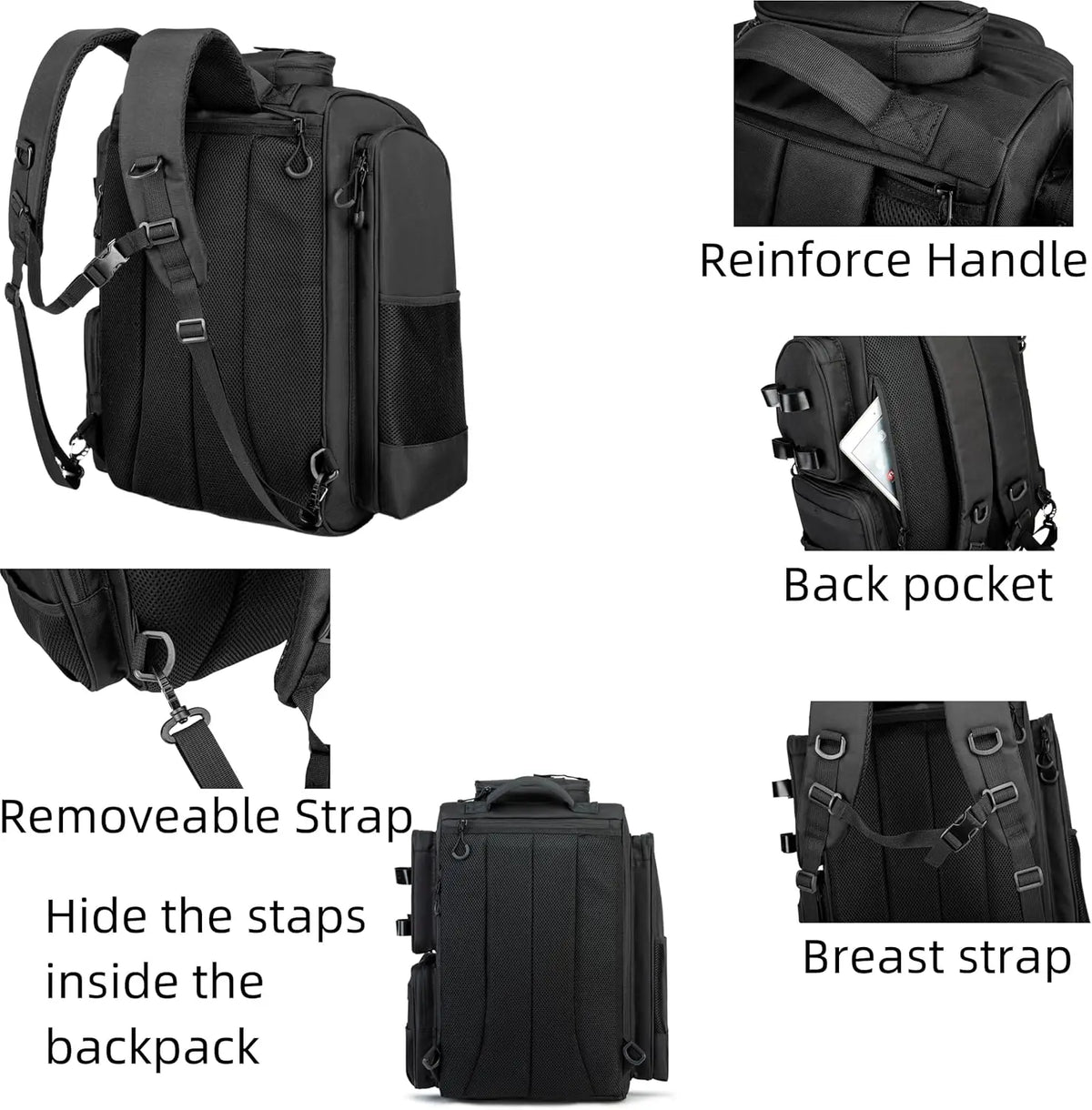 YTYIN Fishing Backpack Tackle Bag With Tackle Boxes Waterproof Oxford Fabric