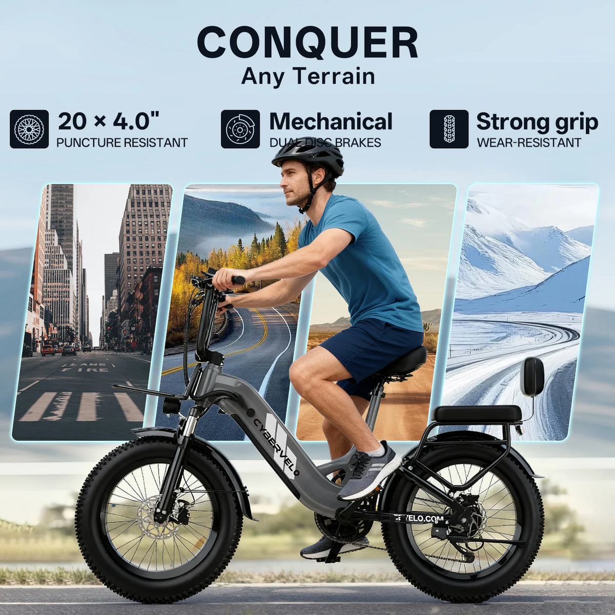 Cybervelo 1500W Peak 20Ah Battery Electric Bike 80 Mile Range